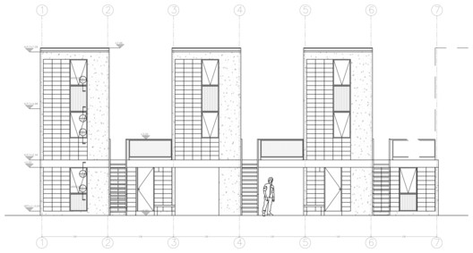 Architectural elevation showing both typologies